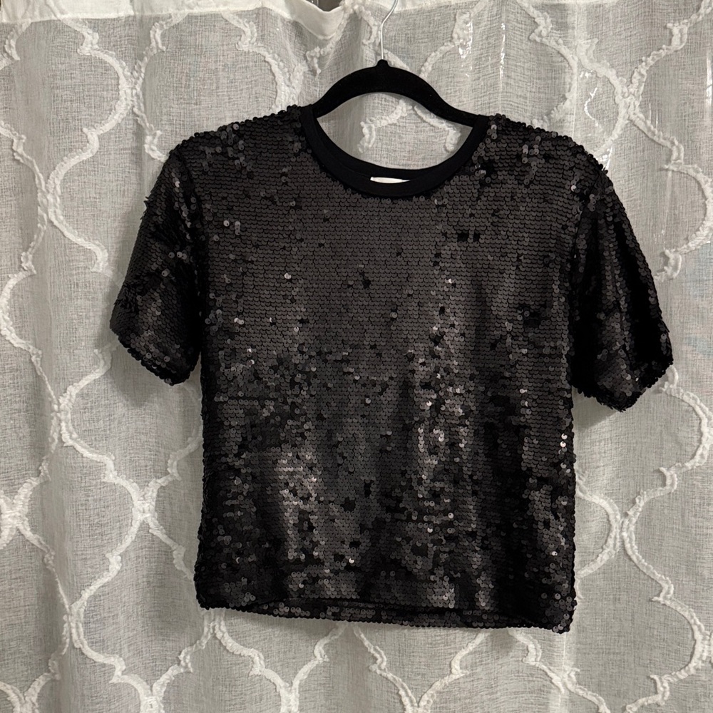 Socialite Matte Black Sequin Top
